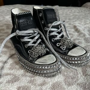 Free People Black and Silver Embellished Sneakers